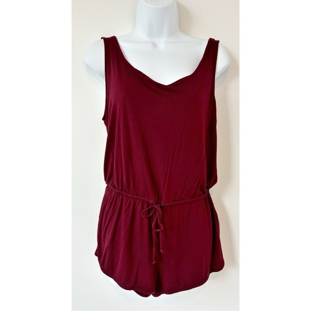 Forever 21 Burgundy Waist Tie Romper Size Medium